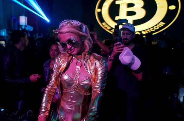 Paris Hilton in the DJ Booth Kicking Off the Miami Bitcoin Conference 2021